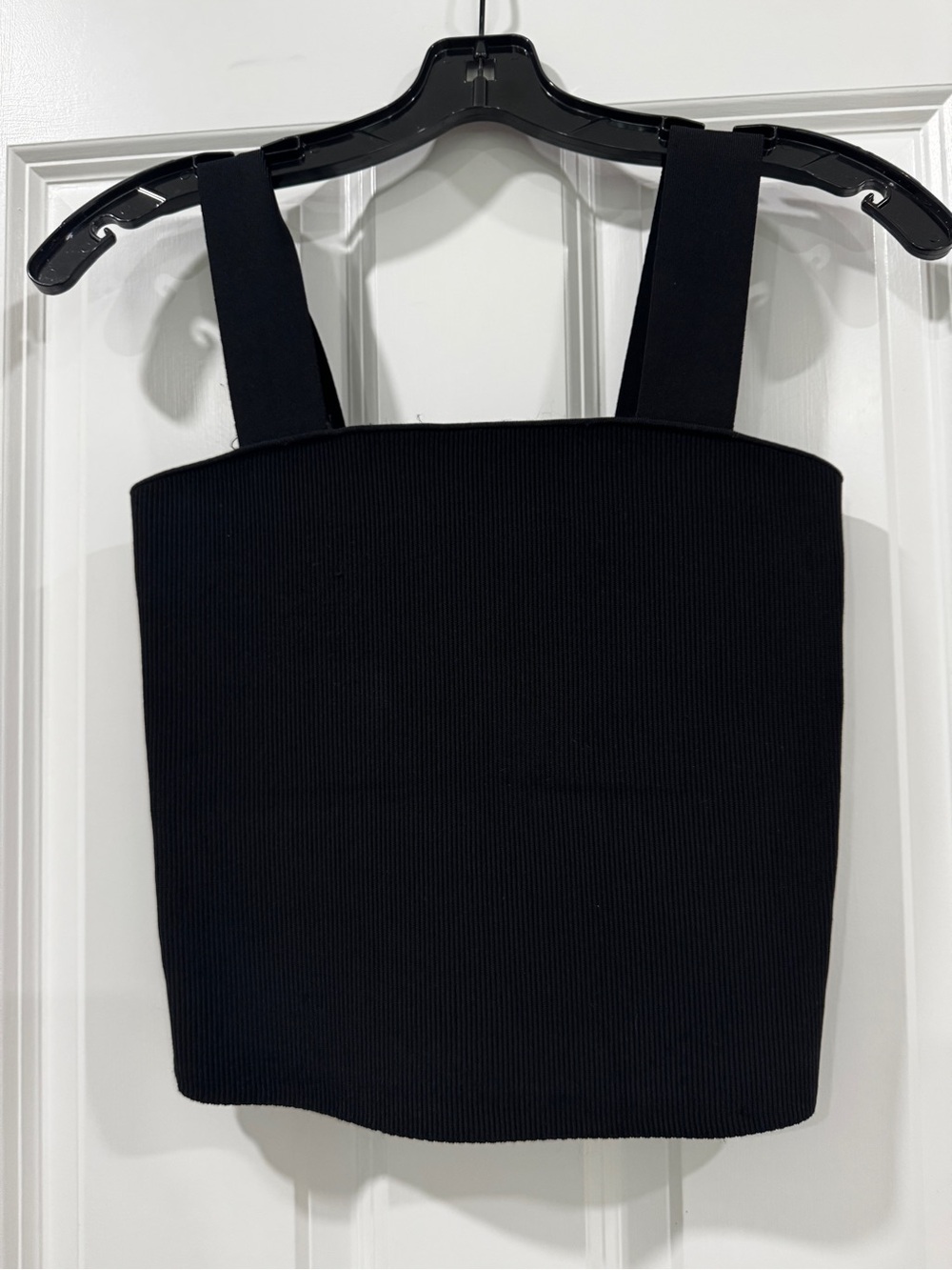 Alice + Olivia Black Ribbed Square Crop Tank